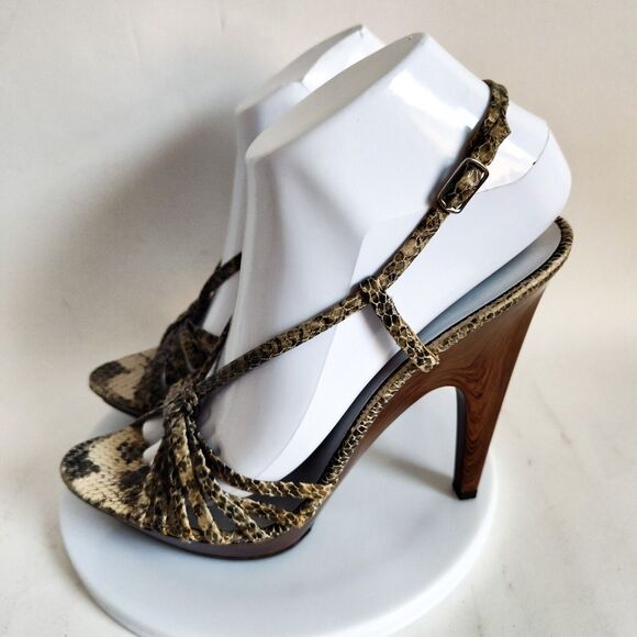 Jessica Simpson Leather Slingback Snakeskin 1" Platform 5" Heels Sexy Size 7 - Picture 3 of 9